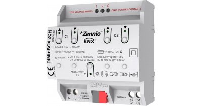 Zennio DIMinBOX 2CH Двухканальный универсальный диммер 310 Вт (RLC) или 200 Вт (LED/CFL)