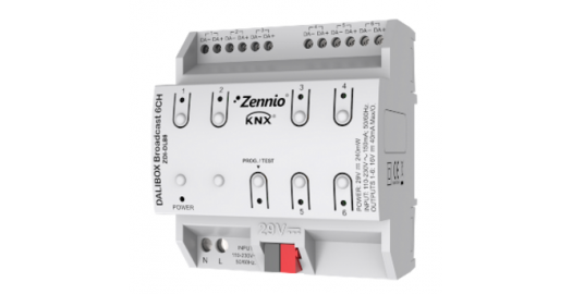 Zennio DALIBOX BROADCAST 4CH KNX интерфейс для управления DALI на 4/6 каналов.